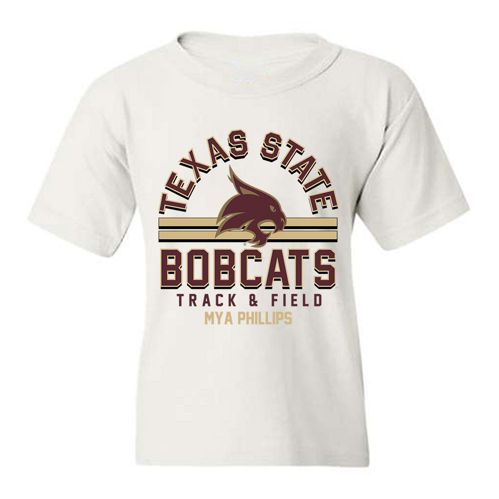 Texas State - NCAA Women's Track & Field : Mya Phillips - Classic Fashion Shersey Youth T-Shirt-0