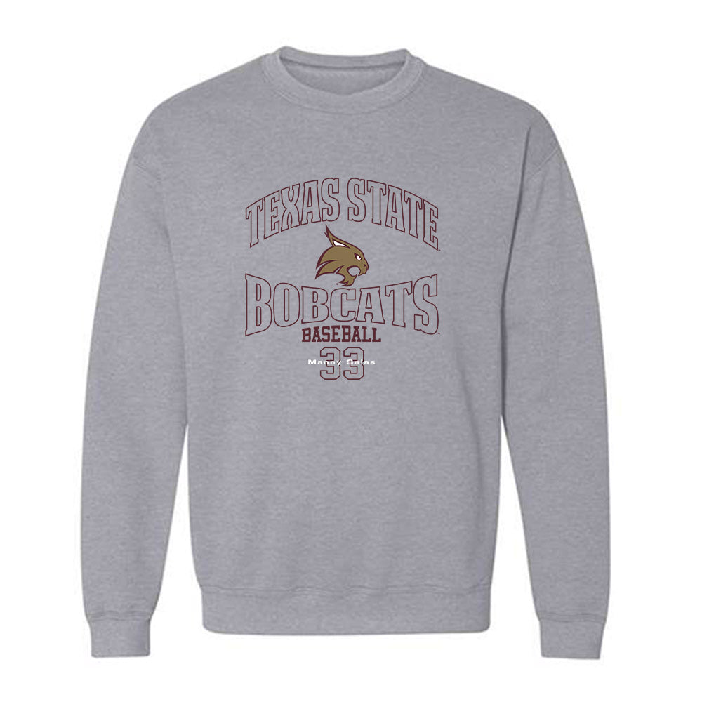 Texas State - NCAA Baseball : Manny Salas - Crewneck Sweatshirt-0
