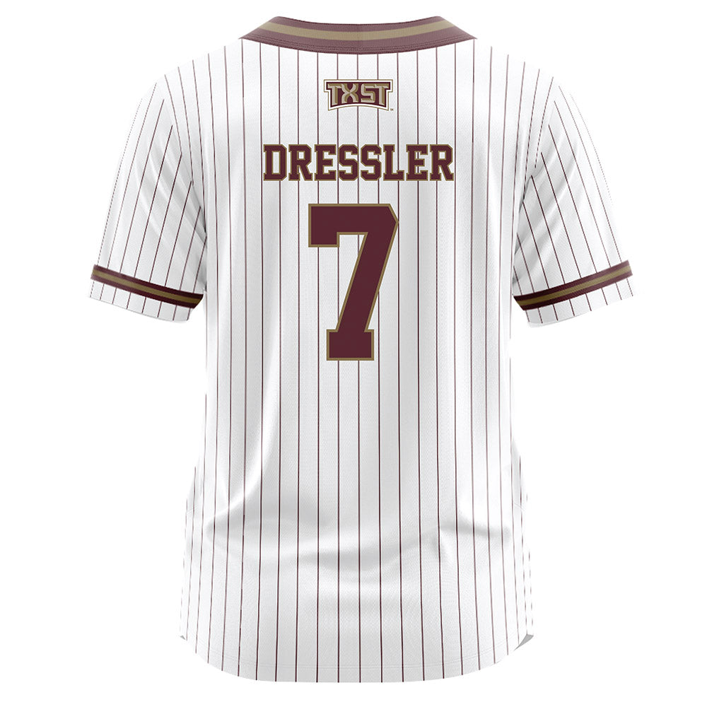 Texas State - NCAA Softball : Jayleigh Dressler - White Pinstripe Jersey-1