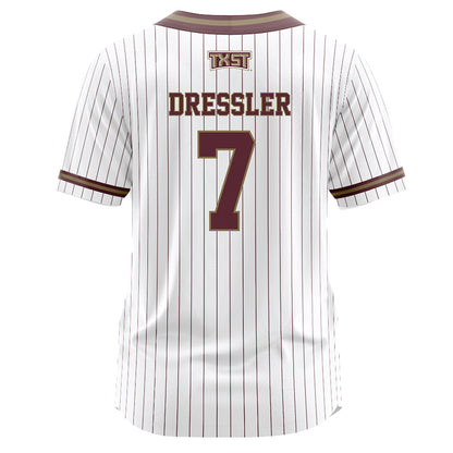 Texas State - NCAA Softball : Jayleigh Dressler - White Pinstripe Jersey-1