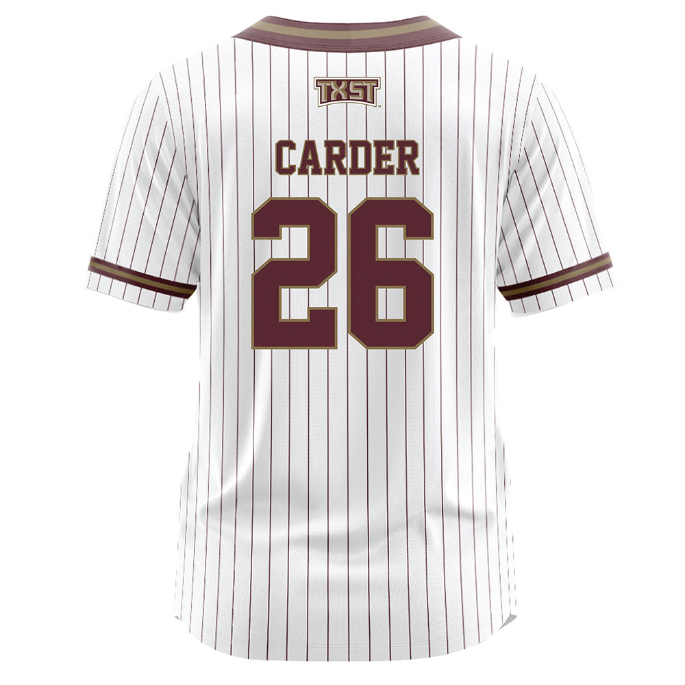 Texas State - NCAA Softball : Haley Carder - White Pinstripe Jersey-1