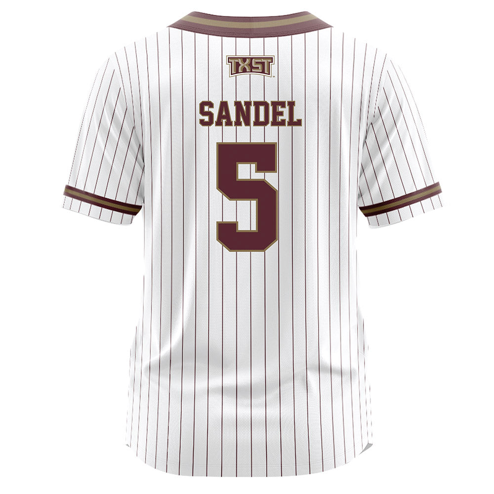 Texas State - NCAA Softball : Sophie Sandel - White Pinstripe Jersey-1