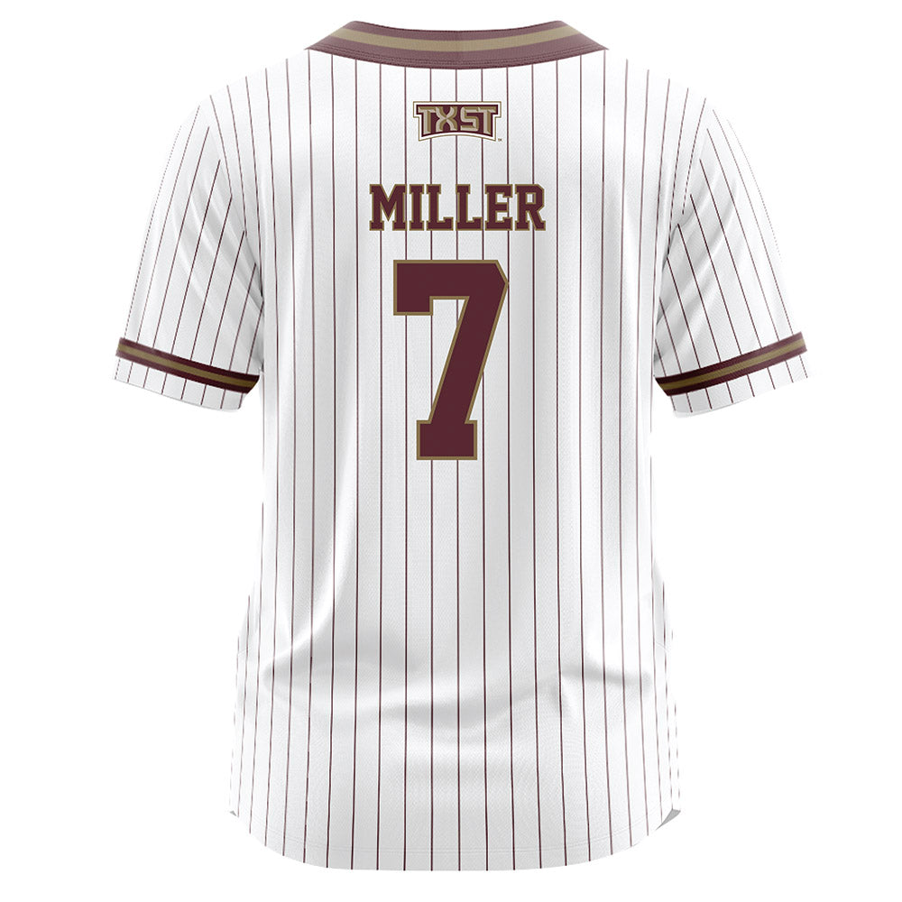 Texas State - NCAA Softball : Kaitlyn Miller - White Pinstripe Jersey-1