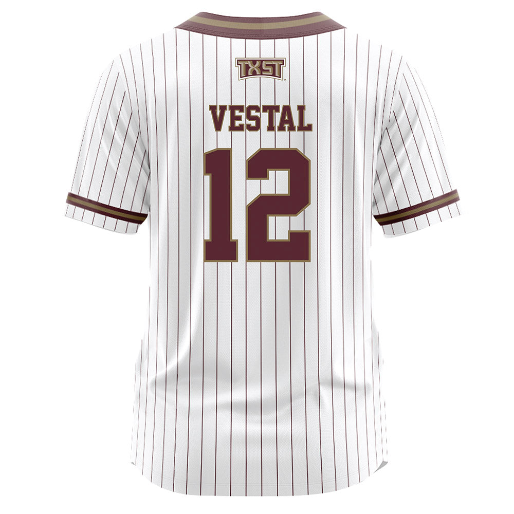 Texas State - NCAA Softball : Harley Vestal - White Pinstripe Jersey-1