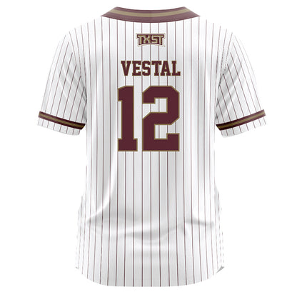 Texas State - NCAA Softball : Harley Vestal - White Pinstripe Jersey-1