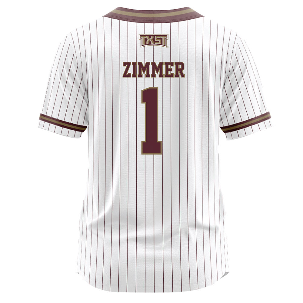 Texas State - NCAA Softball : Cadee Zimmer - White Pinstripe Jersey-1
