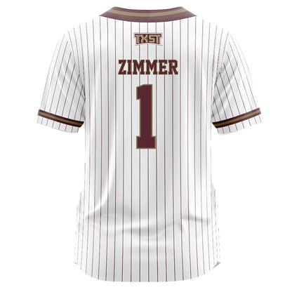 Texas State - NCAA Softball : Cadee Zimmer - White Pinstripe Jersey-1