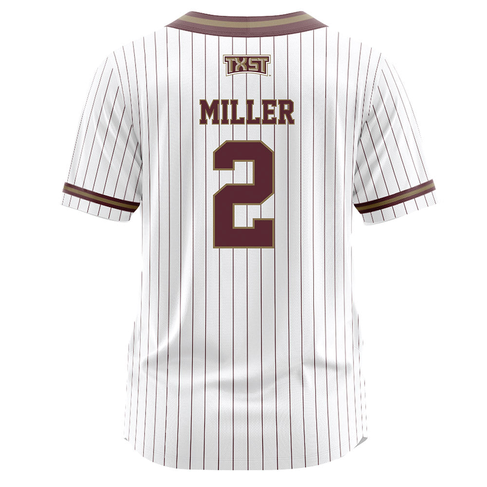 Texas State - NCAA Softball : Kaitlyn Miller - White Pinstripe Jersey-1
