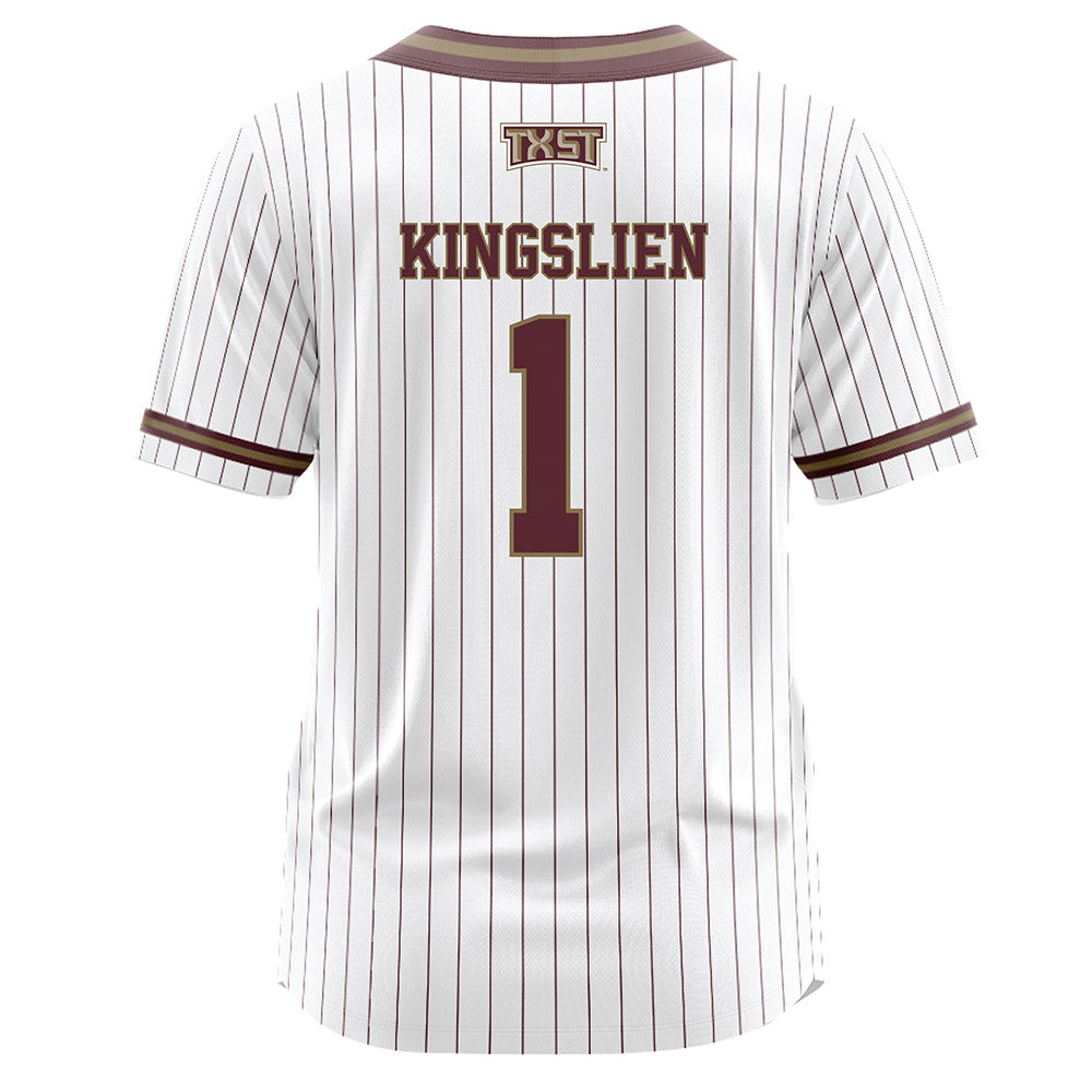 Texas State - NCAA Softball : Maddie Kingslien - White Pinstripe Jersey-1