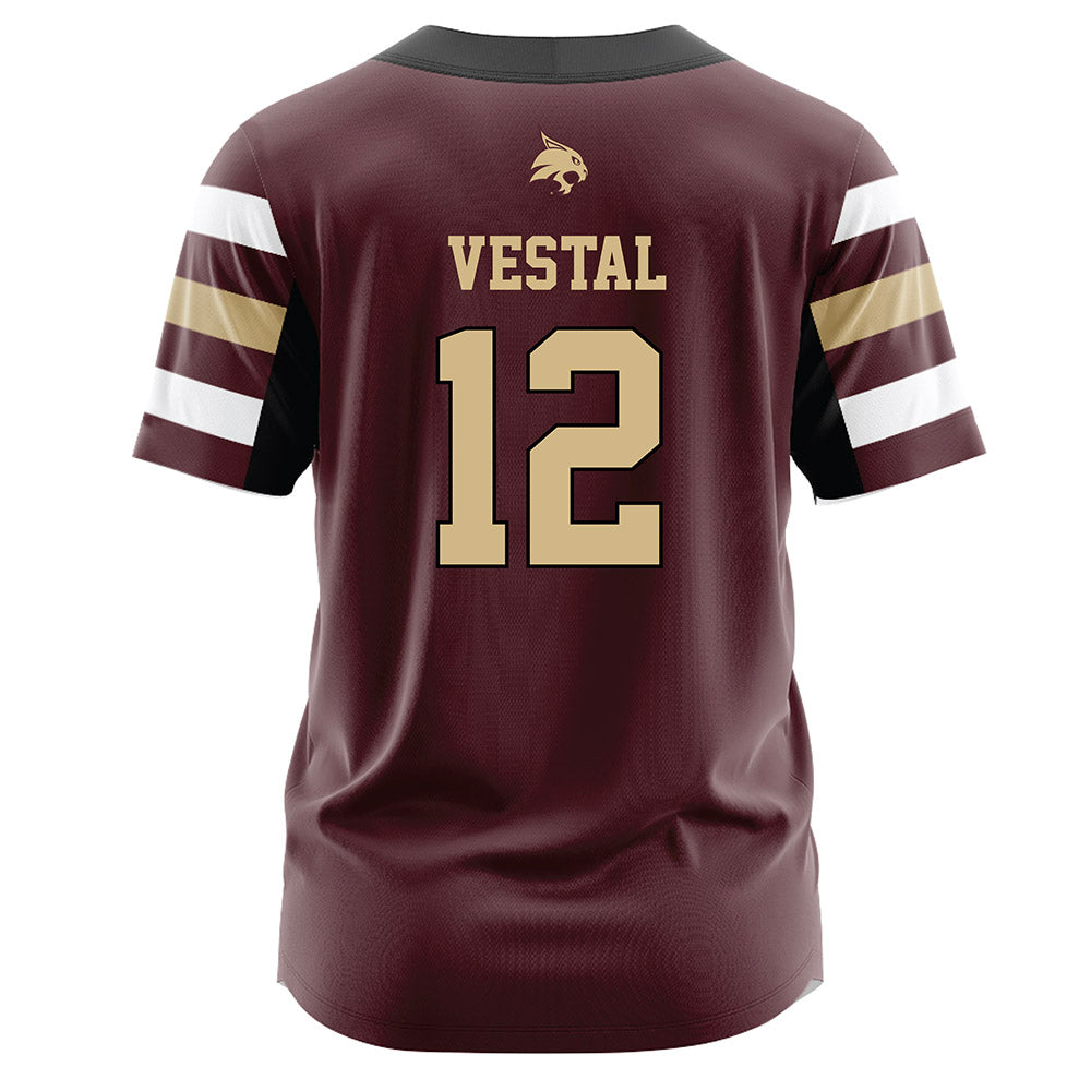 Texas State - NCAA Softball : Harley Vestal - Maroon Jersey-1