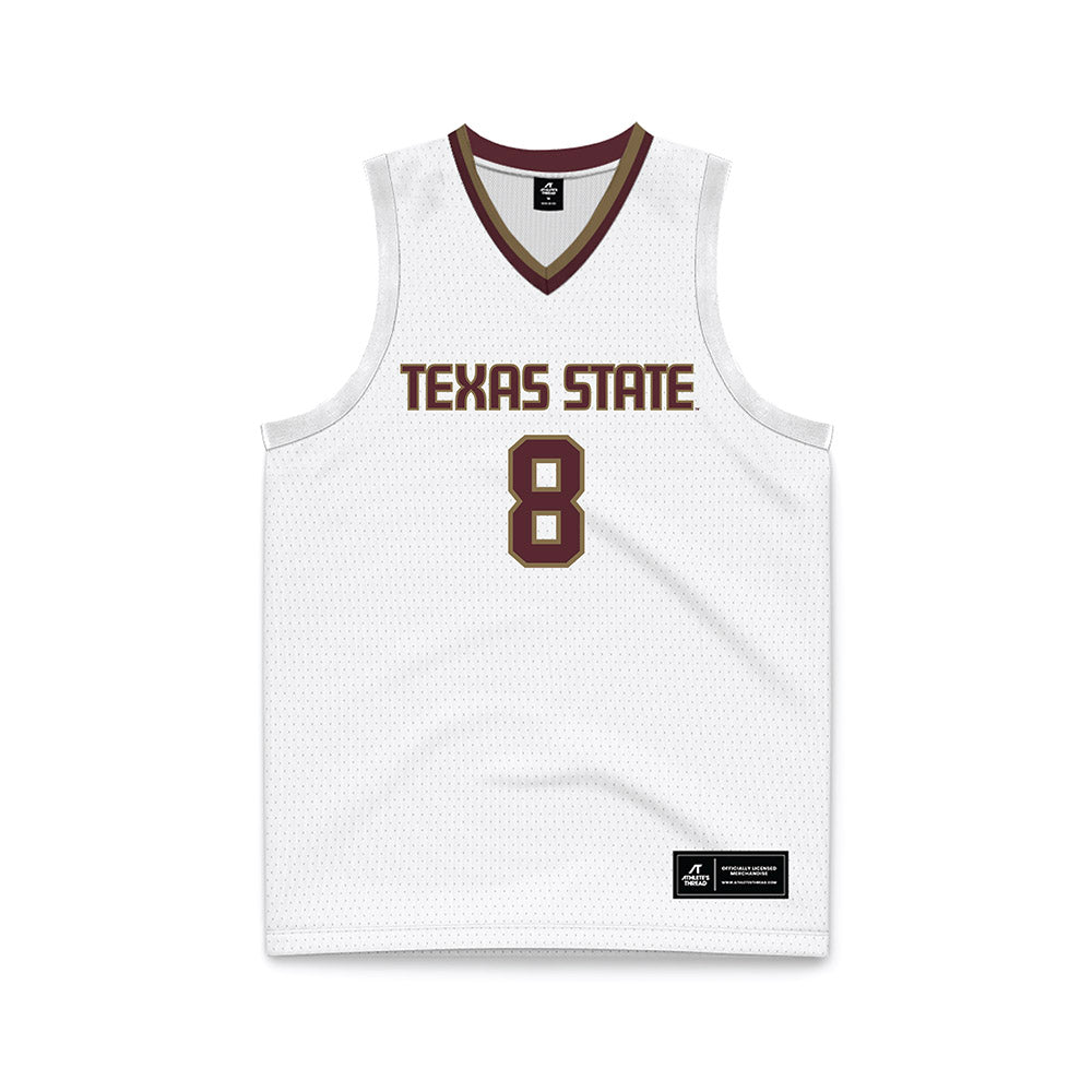 Texas State - NCAA Men's Basketball : Randy Livingston Jr - White Basketball Jersey-0