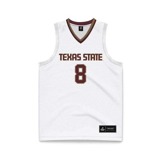 Texas State - NCAA Men's Basketball : Randy Livingston Jr - White Basketball Jersey-0
