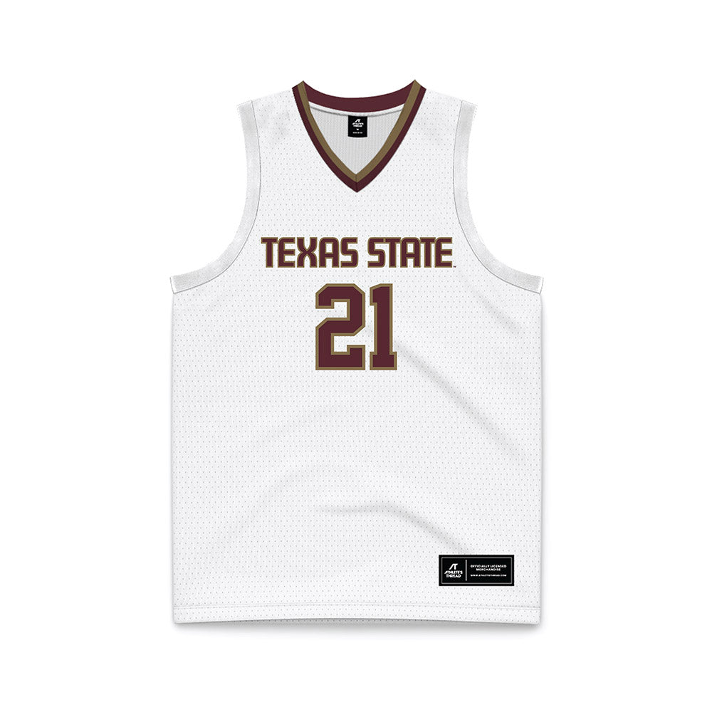 Texas State - NCAA Men's Basketball : Ronald Jessamy - White Basketball Jersey-0