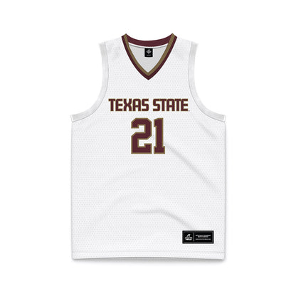 Texas State - NCAA Men's Basketball : Ronald Jessamy - White Basketball Jersey-0