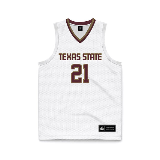 Texas State - NCAA Men's Basketball : Ronald Jessamy - White Basketball Jersey-0