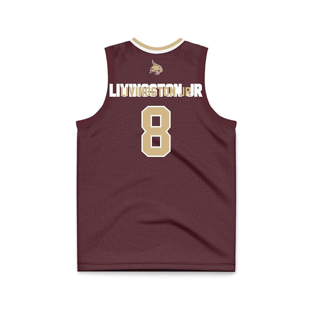 Texas State - NCAA Men's Basketball : Randy Livingston Jr - Maroon Basketball Jersey-1