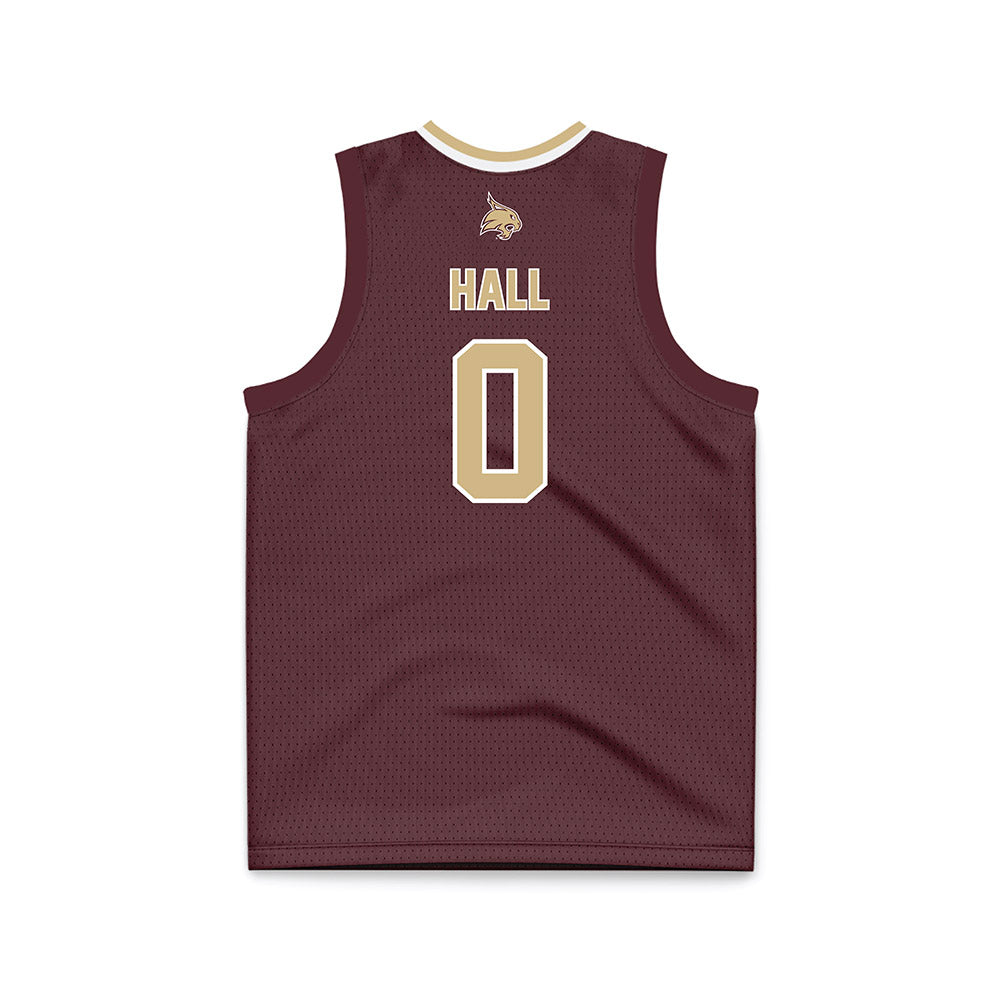 Texas State - NCAA Men's Basketball : Dj Hall - Maroon Basketball Jersey-1