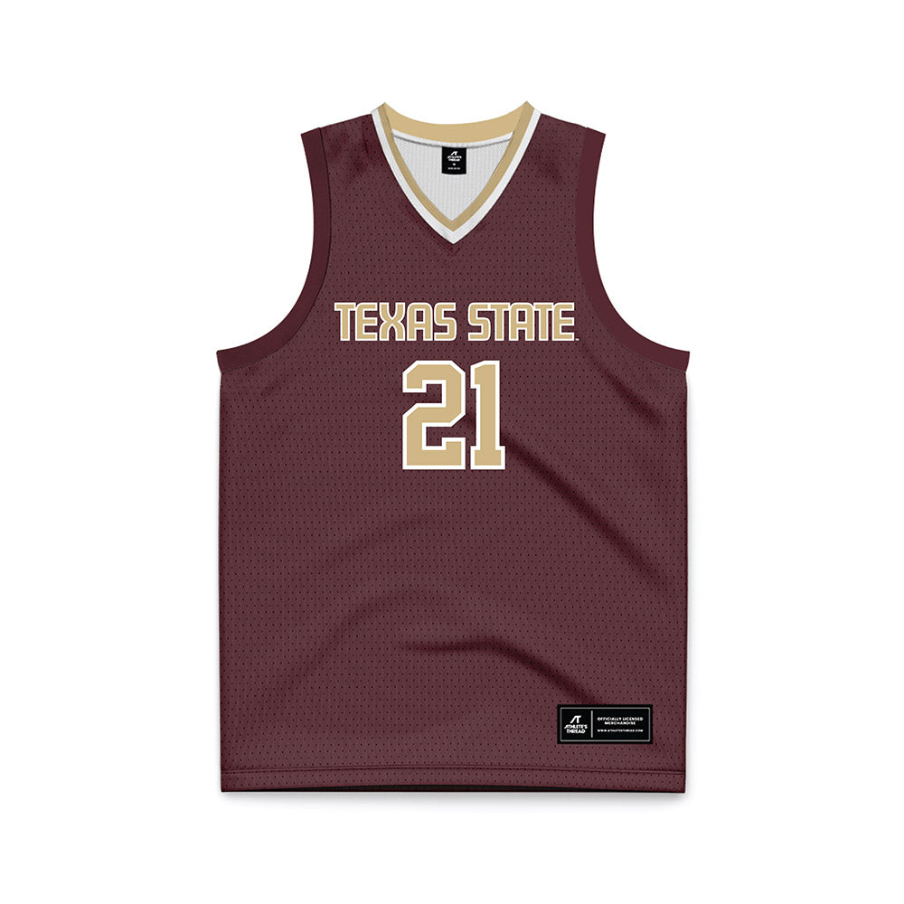 Texas State - NCAA Men's Basketball : Ronald Jessamy - Maroon Basketball Jersey-0
