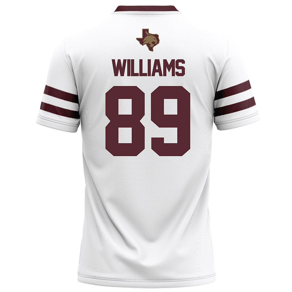 Texas State - NCAA Football : Jordan Williams - White Football Jersey-1