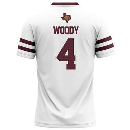 Texas State - NCAA Football : Tae Woody - White Football Jersey-1
