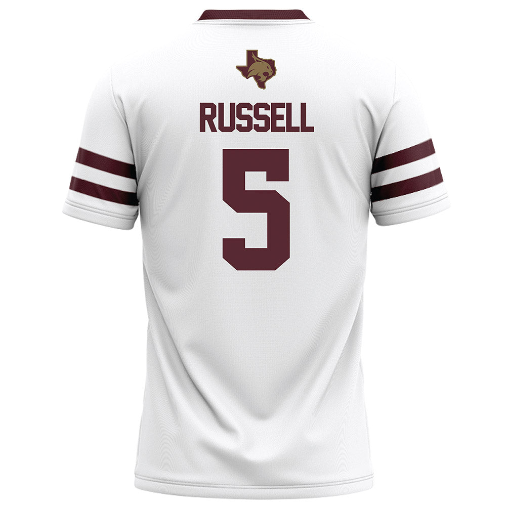 Texas State - NCAA Football : Donterry Russell - White Football Jersey-1