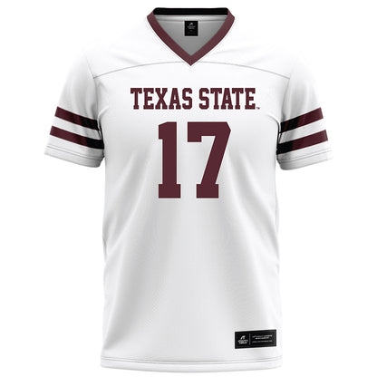 Texas State - NCAA Football : chris jones - White Football Jersey-0
