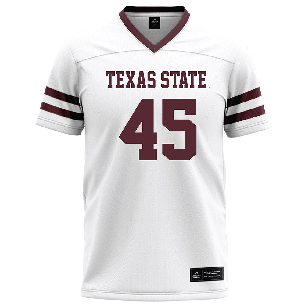 Texas State - NCAA Football : Cole Nilles - White Football Jersey-0