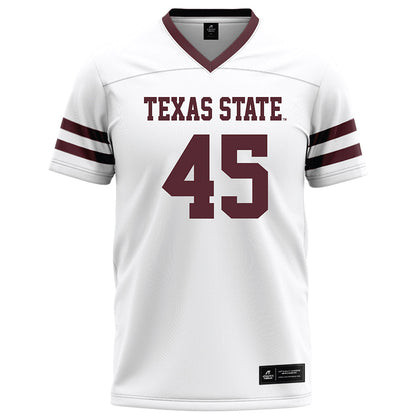 Texas State - NCAA Football : Cole Nilles - White Football Jersey-0