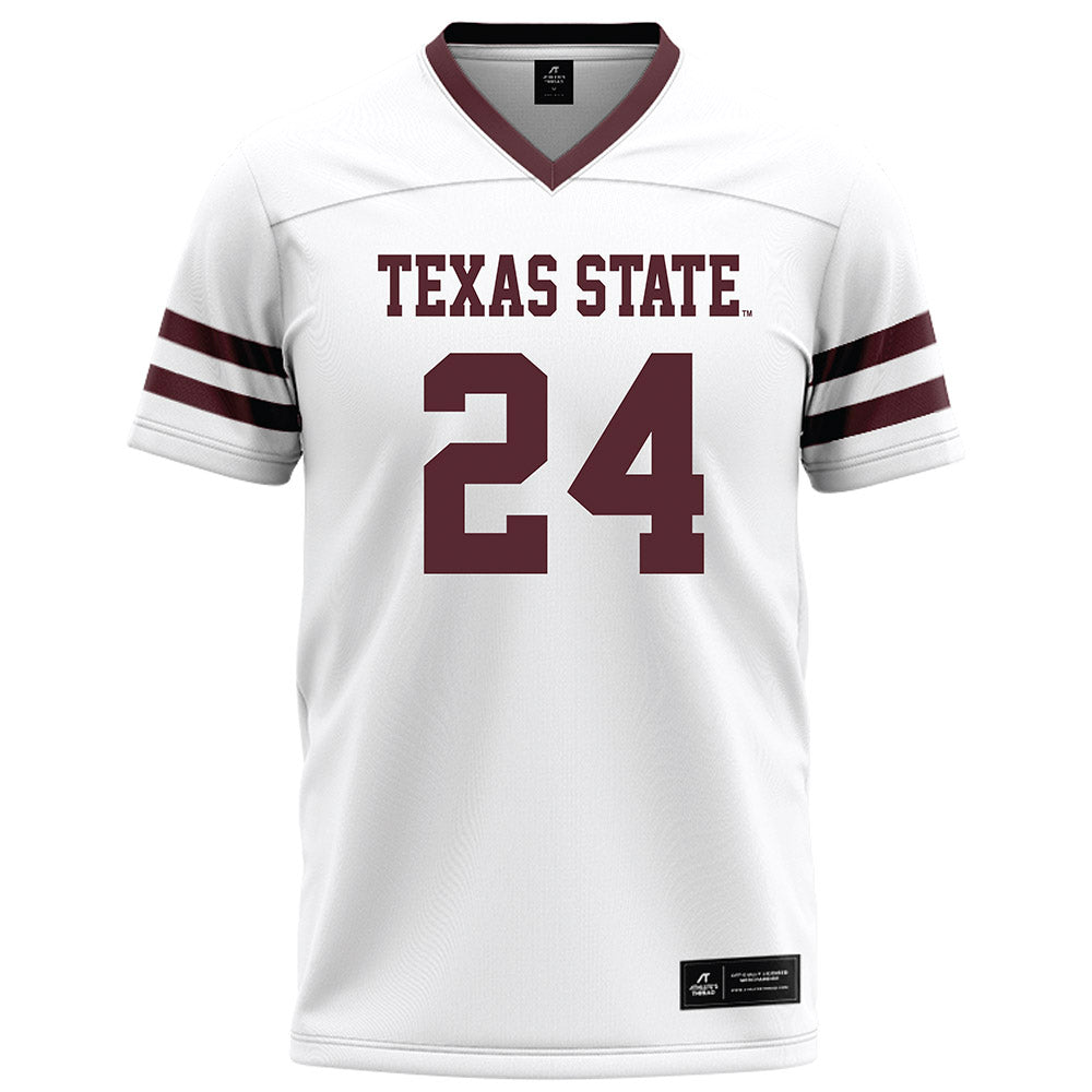 Texas State - NCAA Football : Juntavious Harris - White Football Jersey-0