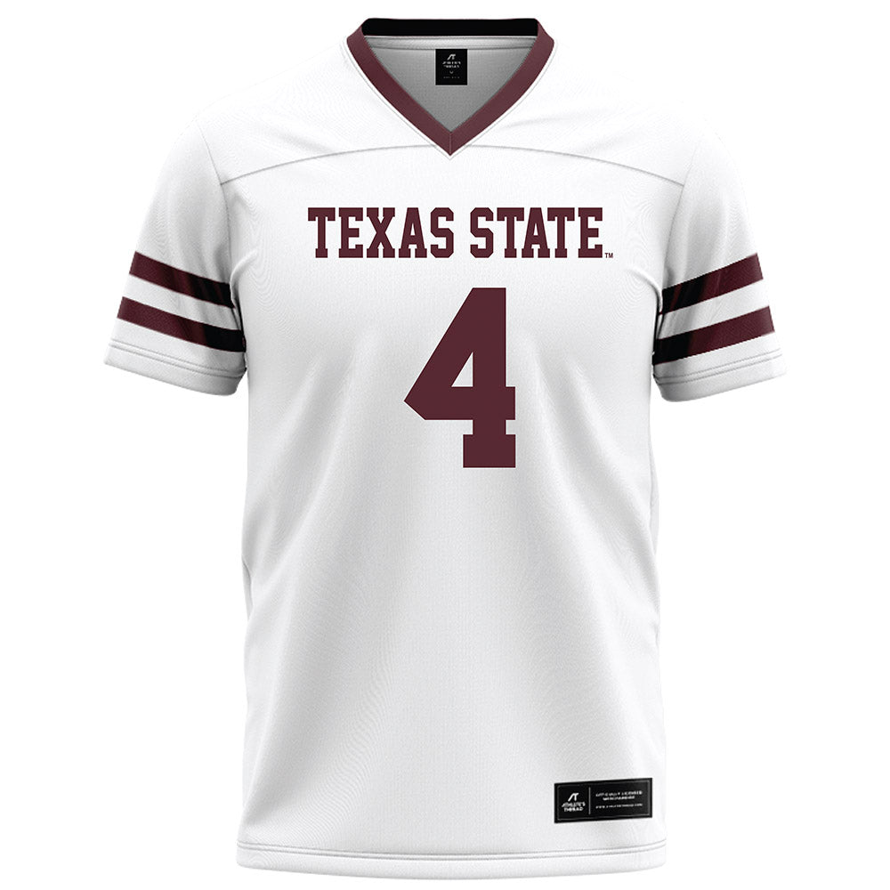 Texas State - NCAA Football : Tae Woody - White Football Jersey-0