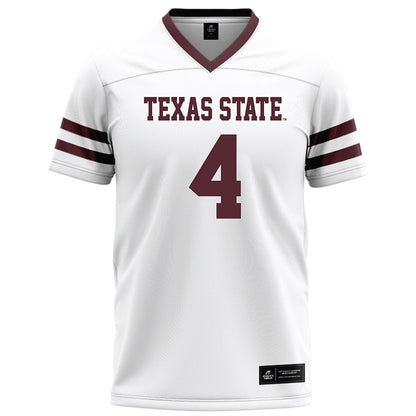 Texas State - NCAA Football : Tae Woody - White Football Jersey-0