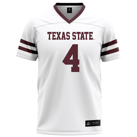 Texas State - NCAA Football : Tae Woody - White Football Jersey-0