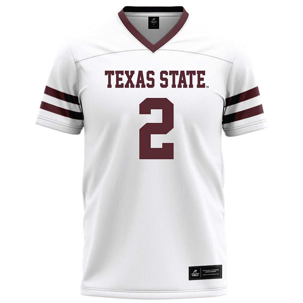 Texas State - NCAA Football : Trez Moore - White Football Jersey-0