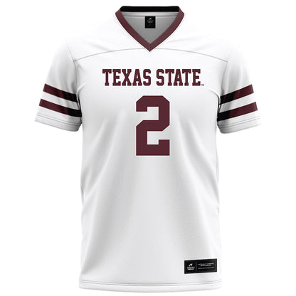 Texas State - NCAA Football : Trez Moore - White Football Jersey-0