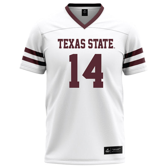 Texas State - NCAA Football : Jordan Martin - White Football Jersey-0