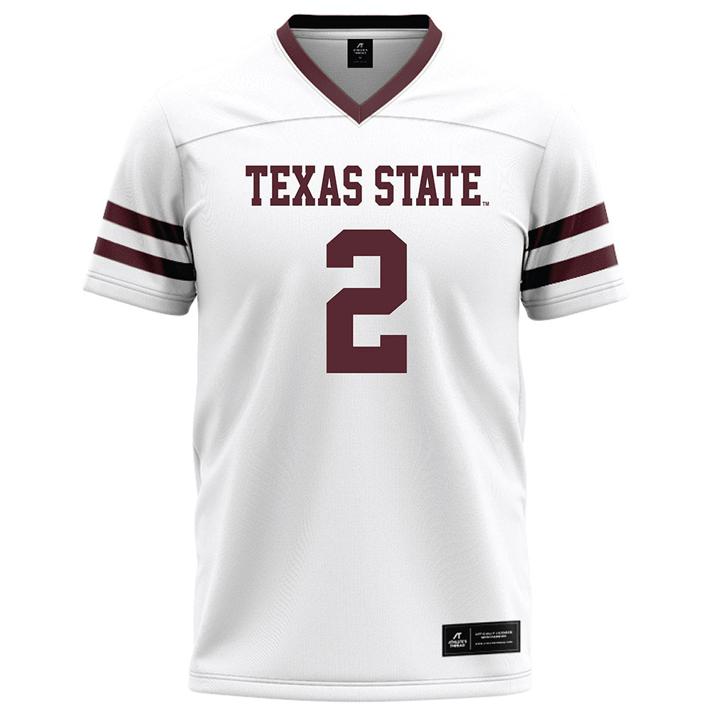 Texas State - NCAA Football : Kylen Evans - White Football Jersey-0
