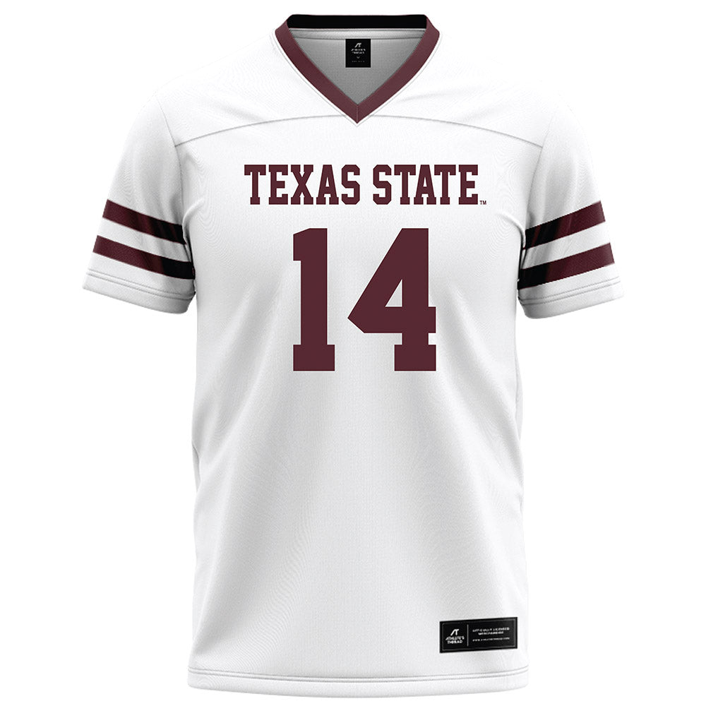 Texas State - NCAA Football : Jayden Bradley - White Football Jersey-0