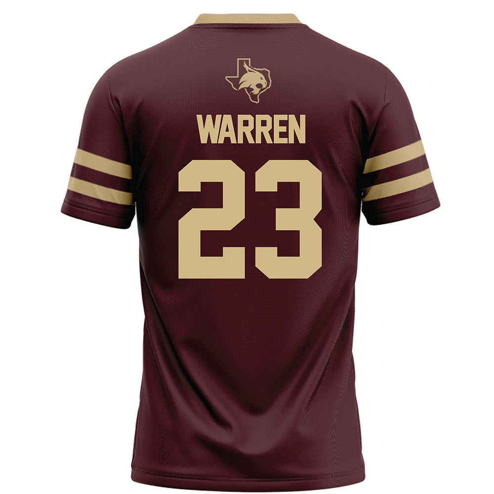 Texas State - NCAA Football : Willie Warren - Maroon Football Jersey-1