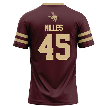 Texas State - NCAA Football : Cole Nilles - Maroon Football Jersey-1