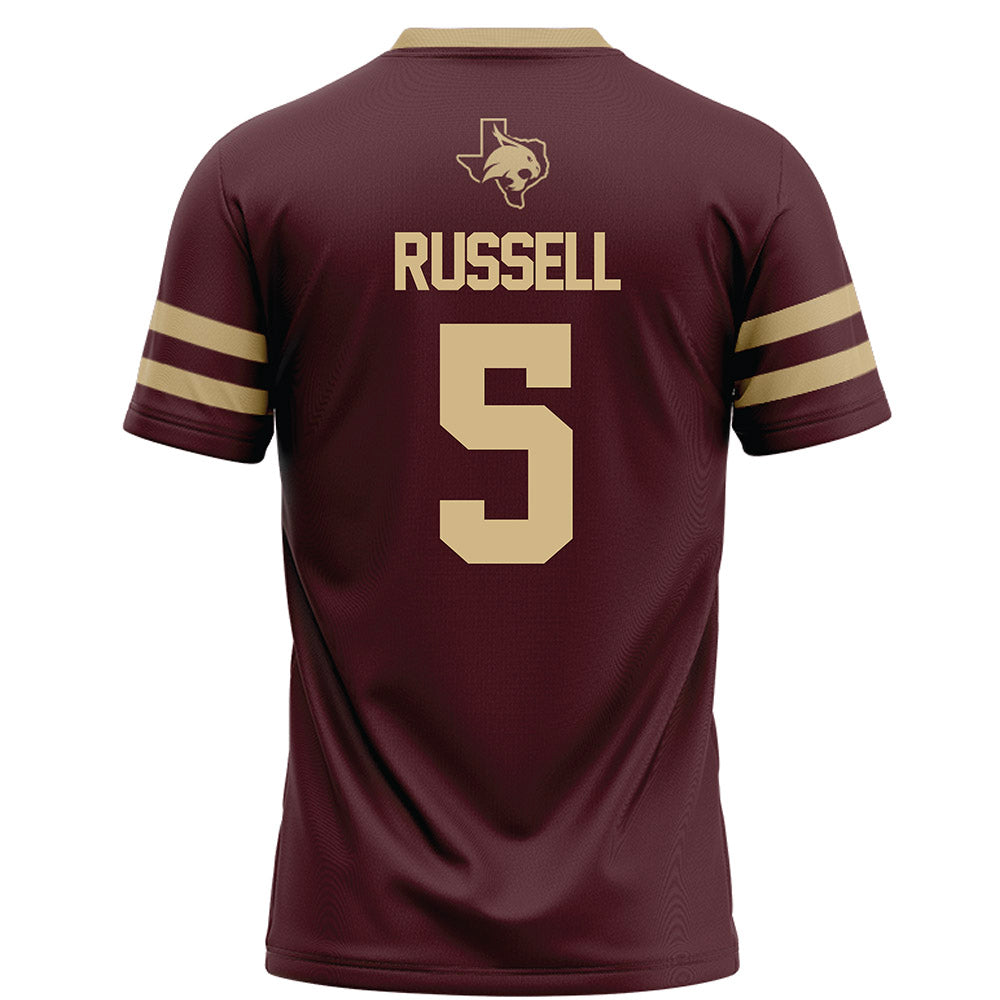 Texas State - NCAA Football : Donterry Russell - Maroon Football Jersey-1