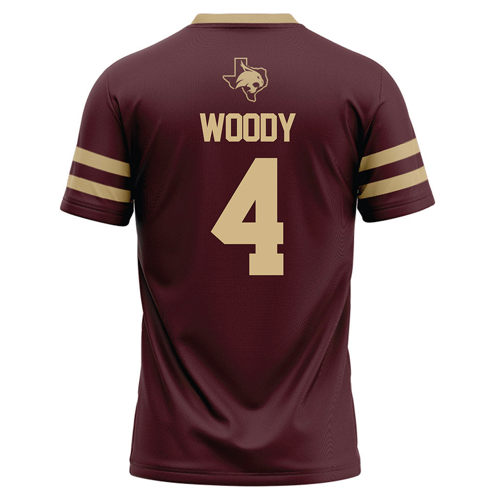 Texas State - NCAA Football : Tae Woody - Maroon Football Jersey-1