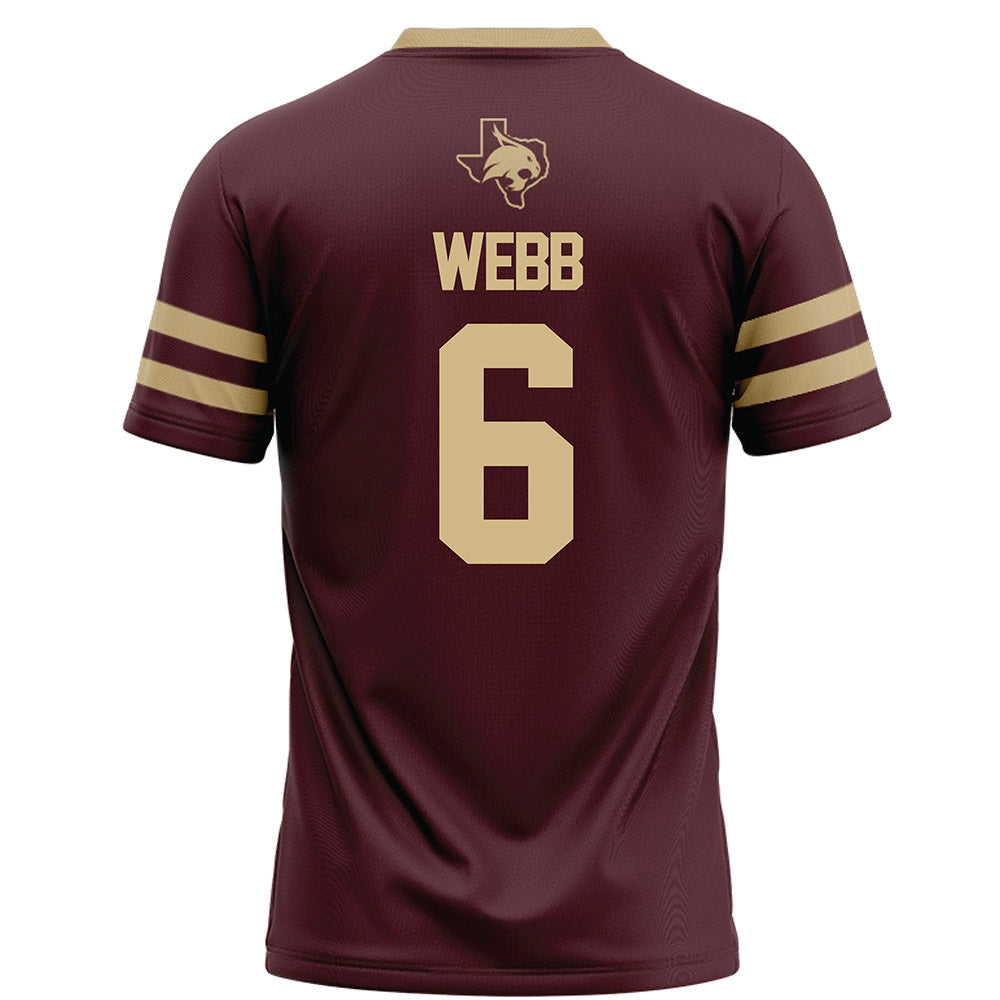 Texas State - NCAA Football : Easton Webb - Maroon Football Jersey-1