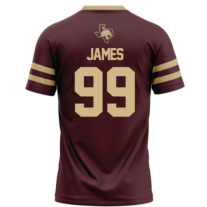 Texas State - NCAA Football : Kaleb James - Maroon Football Jersey-1