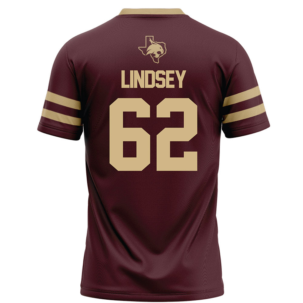 Texas State - NCAA Football : Teagan Lindsey - Maroon Football Jersey-1