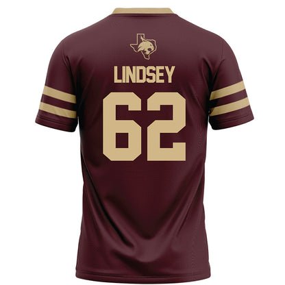 Texas State - NCAA Football : Teagan Lindsey - Maroon Football Jersey-1