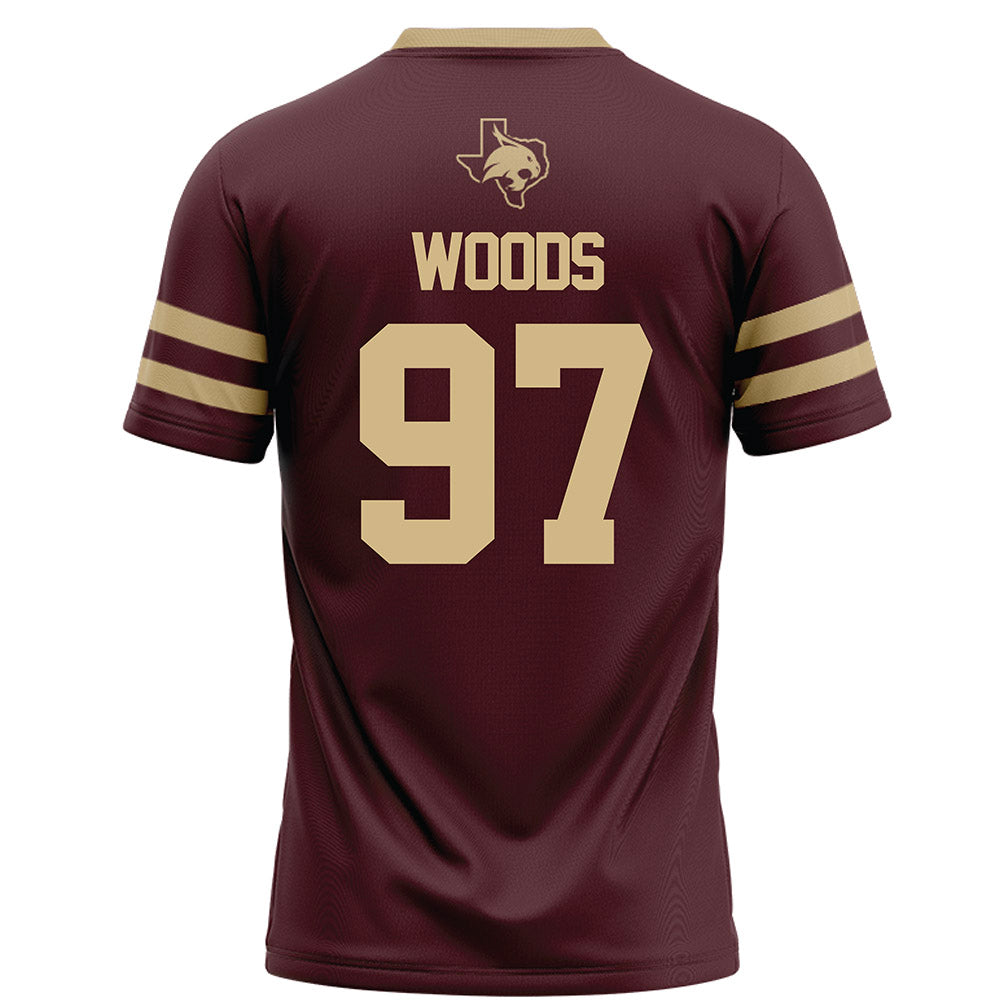 Texas State - NCAA Football : Devarrick Woods - Maroon Football Jersey-1