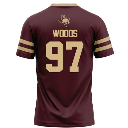 Texas State - NCAA Football : Devarrick Woods - Maroon Football Jersey-1