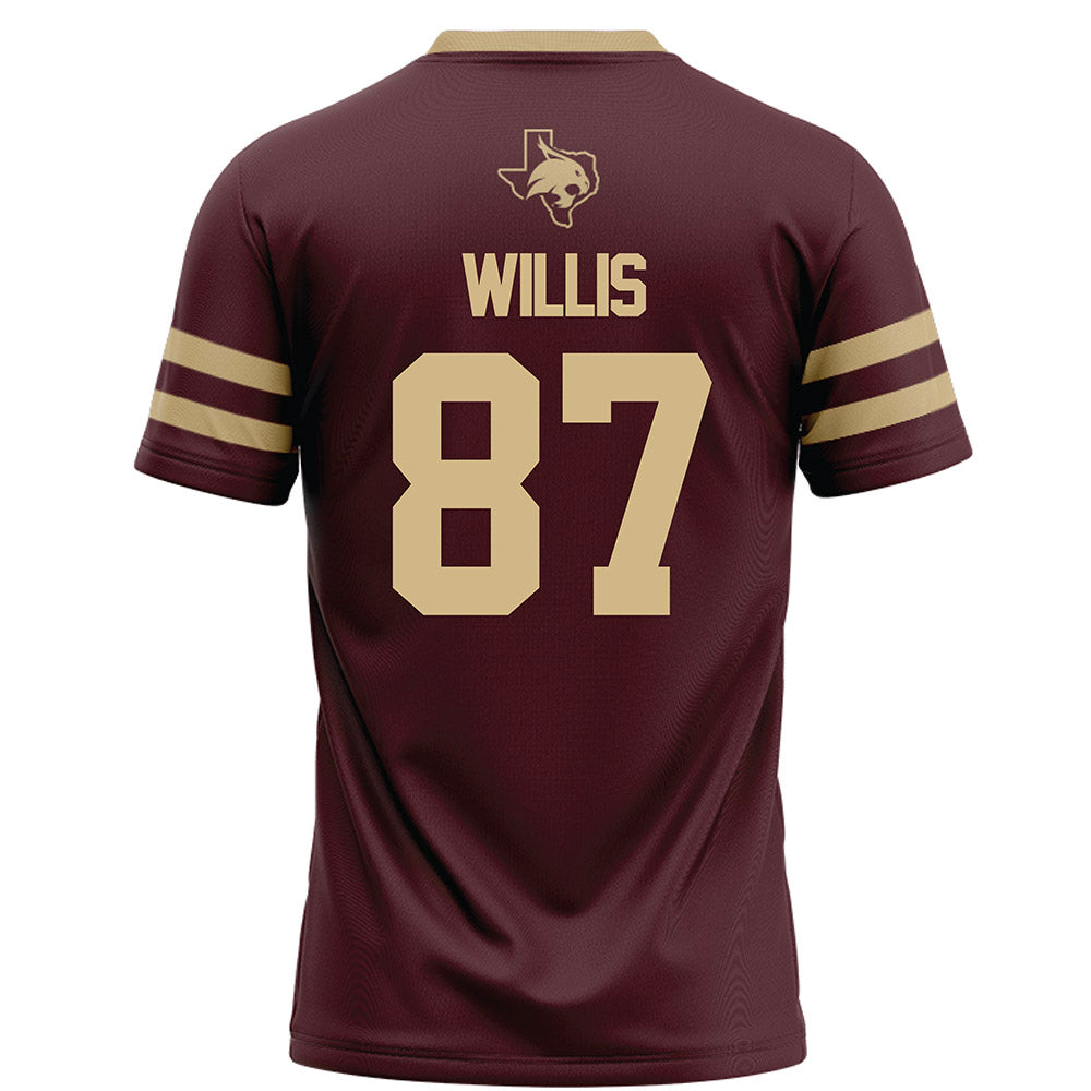 Texas State - NCAA Football : Kristopher Willis - Maroon Football Jersey-1