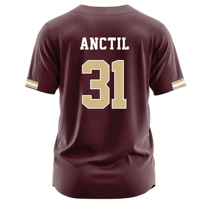 Texas State - NCAA Baseball : Justin Anctil - Maroon Jersey-1