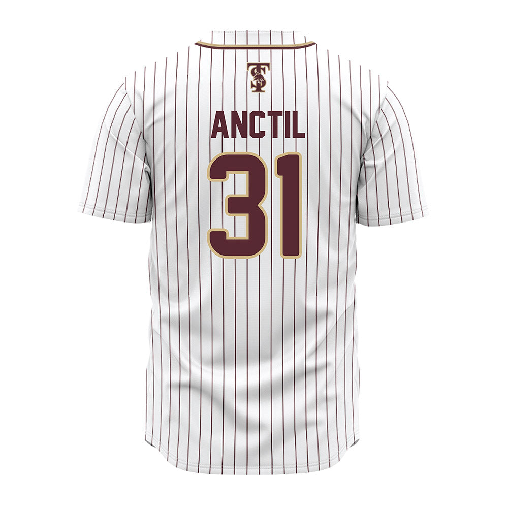 Texas State - NCAA Baseball : Justin Anctil - White Jersey-1